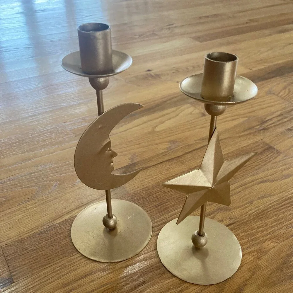 Celestial Moon & Star Candlestick Holders - Set of 2 - Picture 11 of 15